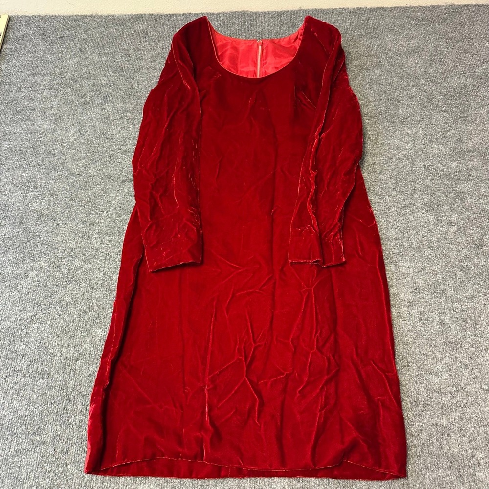 Unbranded Dress Womens Size M Red Velvet Long Sleeve Shift Holiday Party Formal